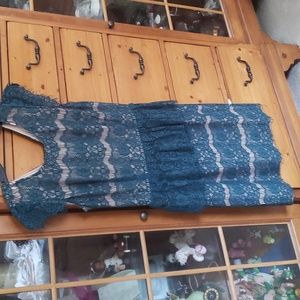 Anthropologie lace peplum dress small